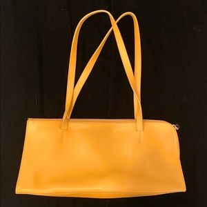 Yellow ochre Furla brand leather shoulder bag